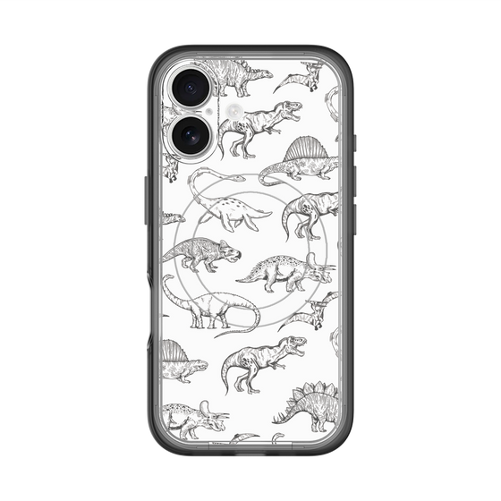 スリムプロテクションプレミアムケース with MagSafe［ Dinosaurs No.2 - White ］
