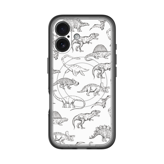 スリムプロテクションプレミアムケース with MagSafe［ Dinosaurs No.2 - White ］