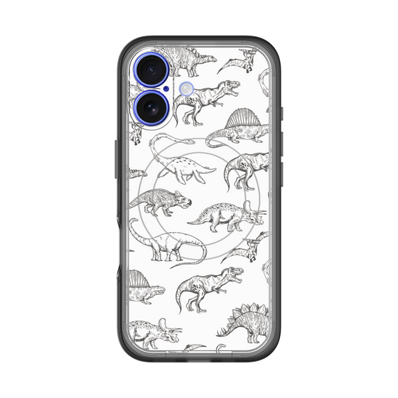 スリムプロテクションプレミアムケース with MagSafe［ Dinosaurs No.2 - White ］