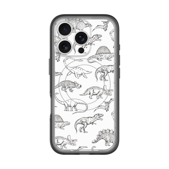 スリムプロテクションプレミアムケース with MagSafe［ Dinosaurs No.2 - White ］