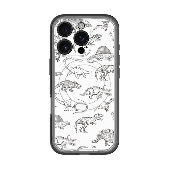 スリムプロテクションプレミアムケース with MagSafe［ Dinosaurs No.2 - White ］
