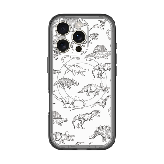 スリムプロテクションプレミアムケース with MagSafe［ Dinosaurs No.2 - White ］