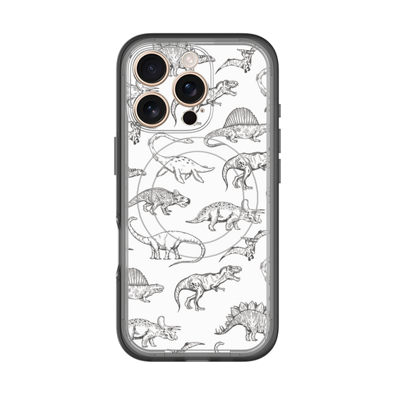 スリムプロテクションプレミアムケース with MagSafe［ Dinosaurs No.2 - White ］