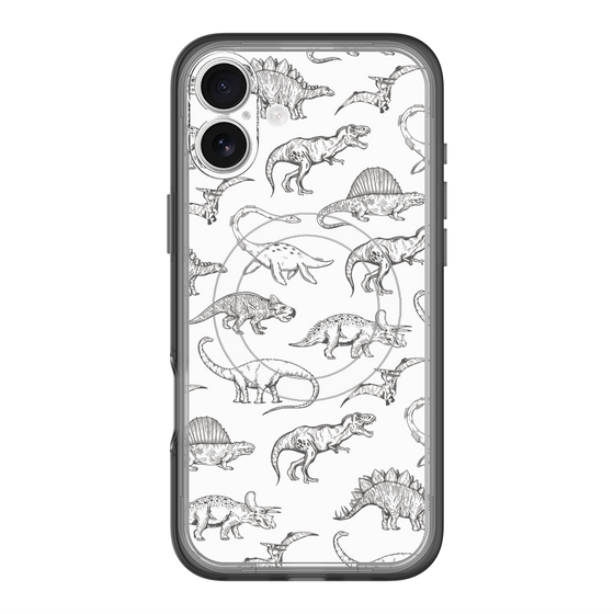 スリムプロテクションプレミアムケース with MagSafe［ Dinosaurs No.2 - White ］