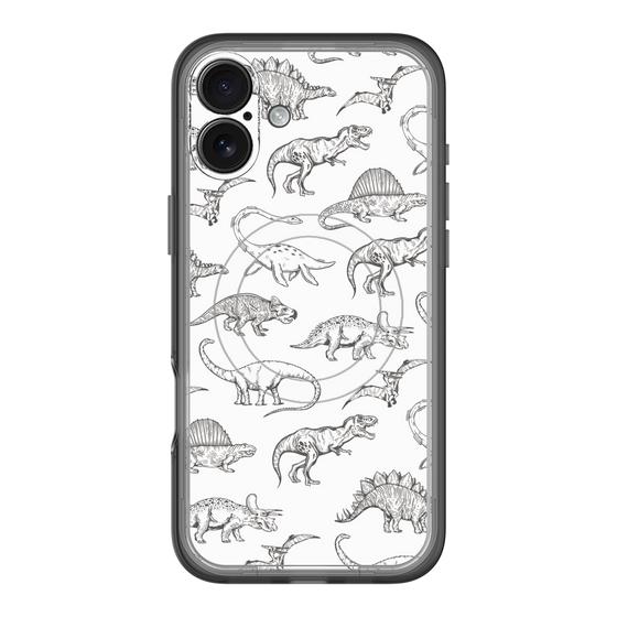 スリムプロテクションプレミアムケース with MagSafe［ Dinosaurs No.2 - White ］