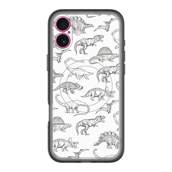 スリムプロテクションプレミアムケース with MagSafe［ Dinosaurs No.2 - White ］