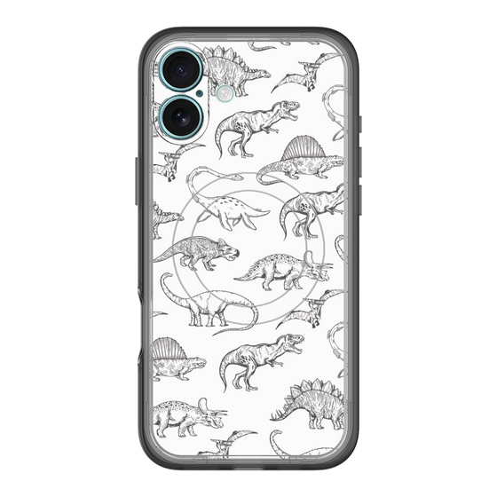 スリムプロテクションプレミアムケース with MagSafe［ Dinosaurs No.2 - White ］