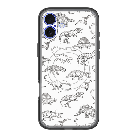 スリムプロテクションプレミアムケース with MagSafe［ Dinosaurs No.2 - White ］
