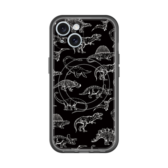 スリムプロテクションプレミアムケース with MagSafe［ Dinosaurs No.2 - Black ］