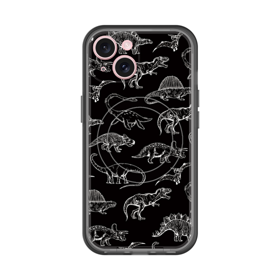 スリムプロテクションプレミアムケース with MagSafe［ Dinosaurs No.2 - Black ］