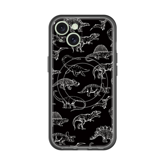 スリムプロテクションプレミアムケース with MagSafe［ Dinosaurs No.2 - Black ］