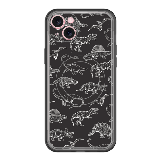 スリムプロテクションプレミアムケース with MagSafe［ Dinosaurs No.2 - Black ］