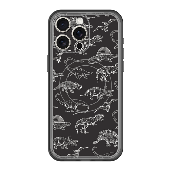 スリムプロテクションプレミアムケース with MagSafe［ Dinosaurs No.2 - Black ］