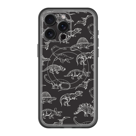 スリムプロテクションプレミアムケース with MagSafe［ Dinosaurs No.2 - Black ］
