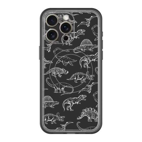 スリムプロテクションプレミアムケース with MagSafe［ Dinosaurs No.2 - Black ］