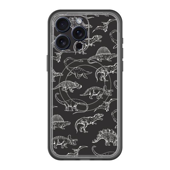 スリムプロテクションプレミアムケース with MagSafe［ Dinosaurs No.2 - Black ］