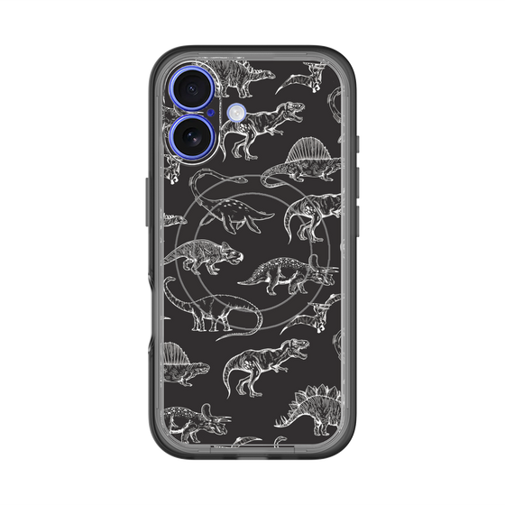 スリムプロテクションプレミアムケース with MagSafe［ Dinosaurs No.2 - Black ］
