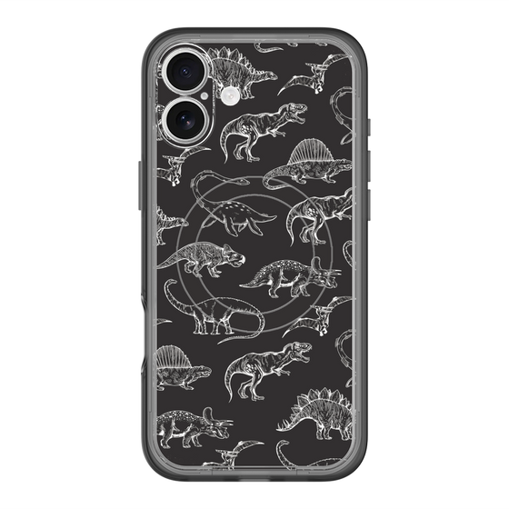 スリムプロテクションプレミアムケース with MagSafe［ Dinosaurs No.2 - Black ］