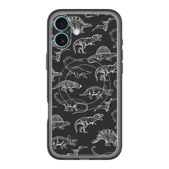 スリムプロテクションプレミアムケース with MagSafe［ Dinosaurs No.2 - Black ］