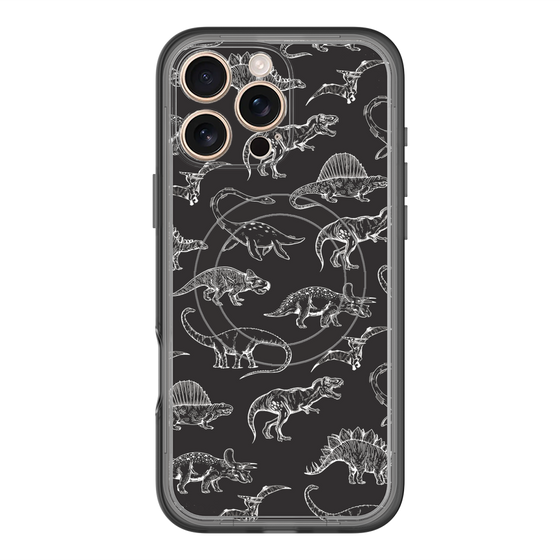 スリムプロテクションプレミアムケース with MagSafe［ Dinosaurs No.2 - Black ］