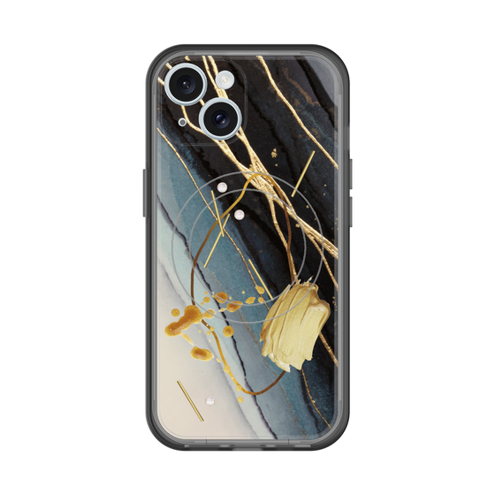 スリムプロテクションプレミアムケース with MagSafe［ Marble Nuance Painting Black ］