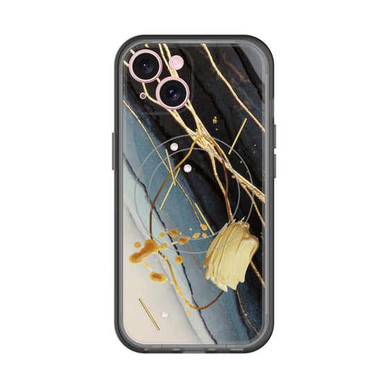 スリムプロテクションプレミアムケース with MagSafe［ Marble Nuance Painting Black ］
