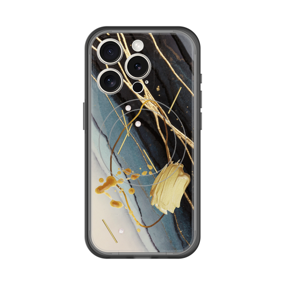 スリムプロテクションプレミアムケース with MagSafe［ Marble Nuance Painting Black ］