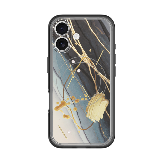 スリムプロテクションプレミアムケース with MagSafe［ Marble Nuance Painting Black ］