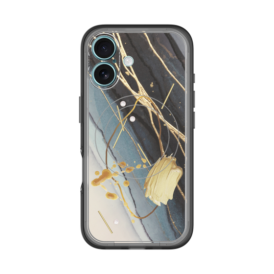 スリムプロテクションプレミアムケース with MagSafe［ Marble Nuance Painting Black ］