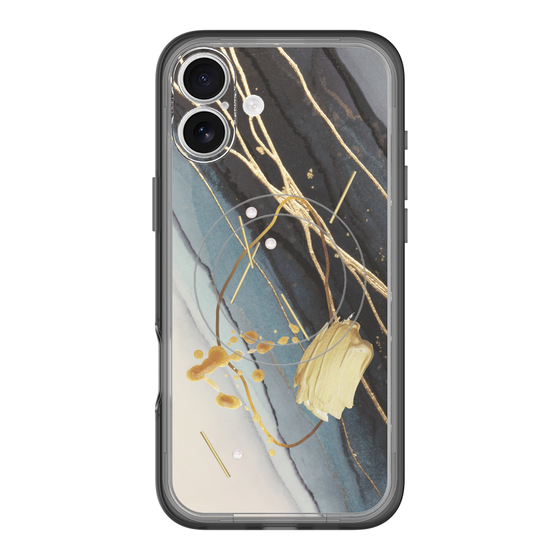 スリムプロテクションプレミアムケース with MagSafe［ Marble Nuance Painting Black ］