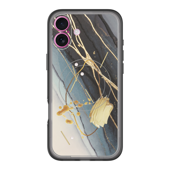 スリムプロテクションプレミアムケース with MagSafe［ Marble Nuance Painting Black ］