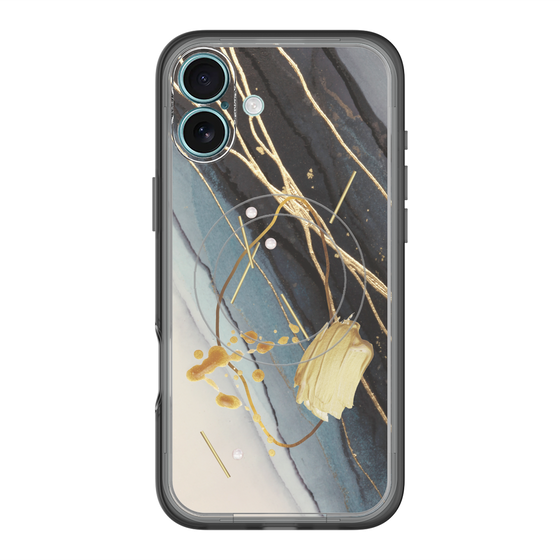 スリムプロテクションプレミアムケース with MagSafe［ Marble Nuance Painting Black ］