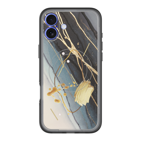 スリムプロテクションプレミアムケース with MagSafe［ Marble Nuance Painting Black ］