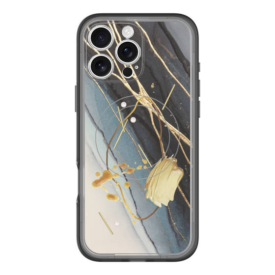 スリムプロテクションプレミアムケース with MagSafe［ Marble Nuance Painting Black ］