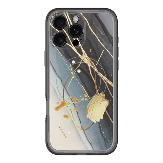 スリムプロテクションプレミアムケース with MagSafe［ Marble Nuance Painting Black ］