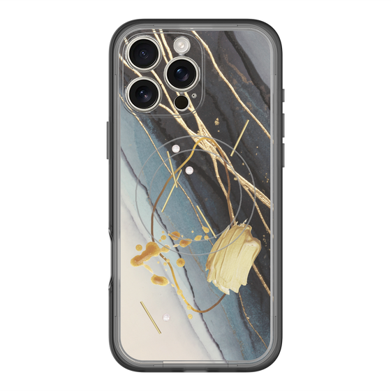 スリムプロテクションプレミアムケース with MagSafe［ Marble Nuance Painting Black ］