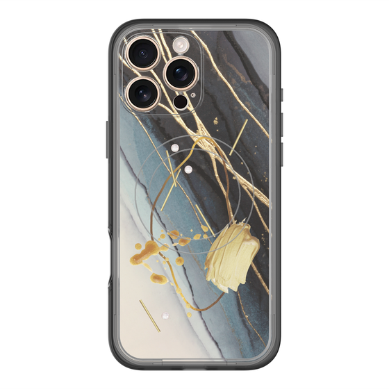 スリムプロテクションプレミアムケース with MagSafe［ Marble Nuance Painting Black ］