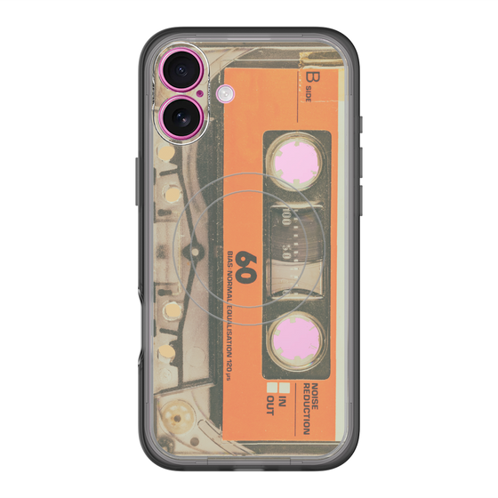 スリムプロテクションプレミアムケース with MagSafe［ RETORO CASSETTE TAPE - Skeleton Orange ］
