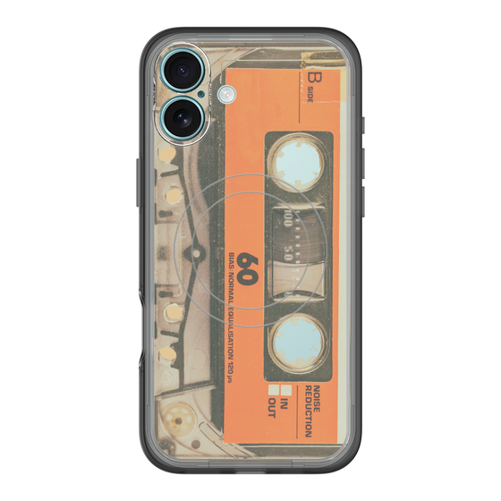スリムプロテクションプレミアムケース with MagSafe［ RETORO CASSETTE TAPE - Skeleton Orange ］