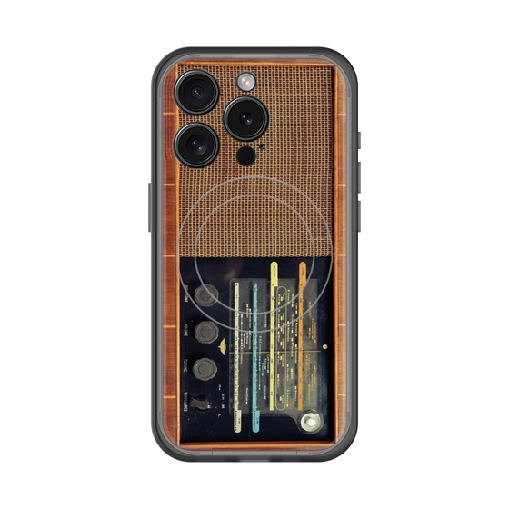 スリムプロテクションプレミアムケース with MagSafe［ RETORO RADIO - Brown ］
