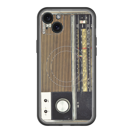 スリムプロテクションプレミアムケース with MagSafe［ RETORO RADIO - Black ］