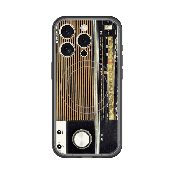 スリムプロテクションプレミアムケース with MagSafe［ RETORO RADIO - Black ］