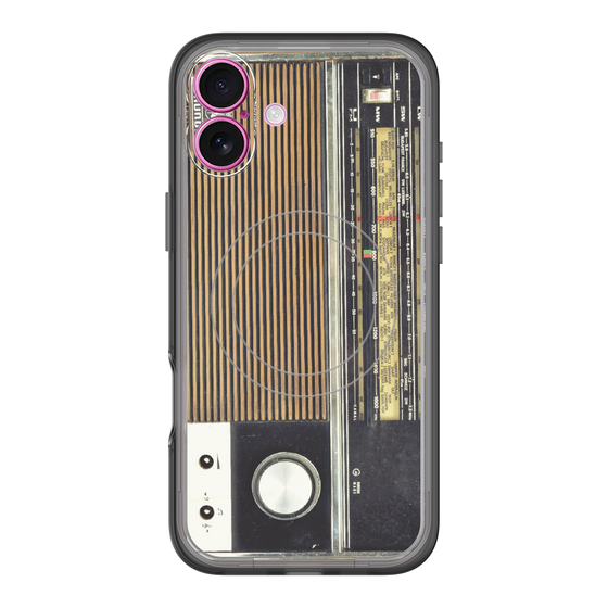 スリムプロテクションプレミアムケース with MagSafe［ RETORO RADIO - Black ］
