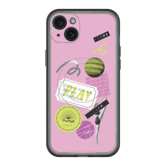 スリムプロテクションプレミアムケース with MagSafe［ Playful sticker - Dusty Pink ］