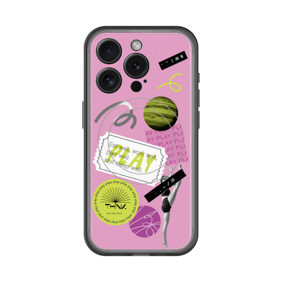 スリムプロテクションプレミアムケース with MagSafe［ Playful sticker - Dusty Pink ］