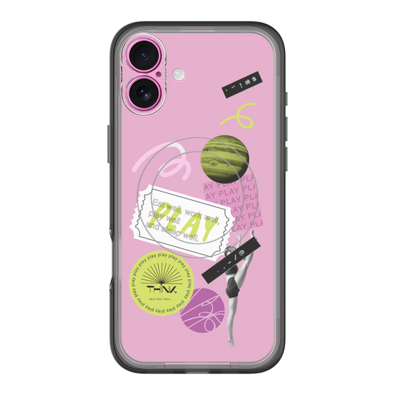 スリムプロテクションプレミアムケース with MagSafe［ Playful sticker - Dusty Pink ］