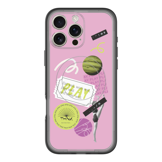 スリムプロテクションプレミアムケース with MagSafe［ Playful sticker - Dusty Pink ］