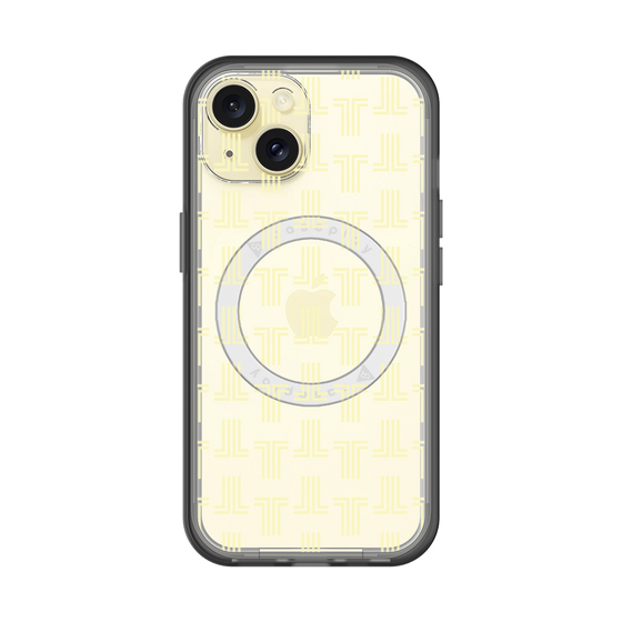 スリムプロテクションプレミアムケース with MagSafe［ LANVIN en Bleu - Monogram - Yellow ］