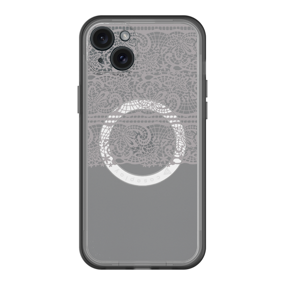 スリムプロテクションプレミアムケース with MagSafe［ LANVIN en Bleu - Lace - Black ］