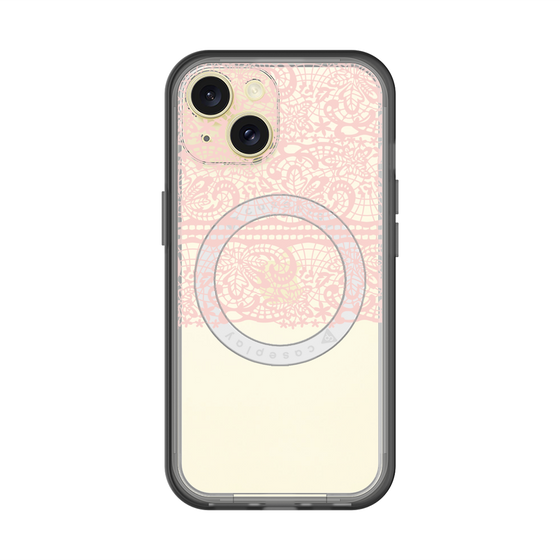 スリムプロテクションプレミアムケース with MagSafe［ LANVIN en Bleu - Lace - Pink ］
